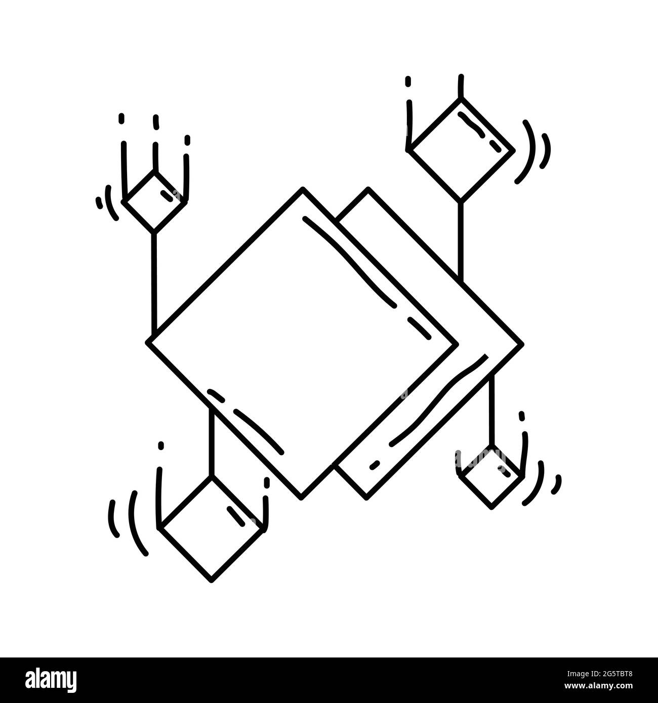 Icona digitale eCommerce. Set di icone disegnate a mano, nero contorno, icona doodle, disegno di icone vettoriali. Illustrazione Vettoriale
