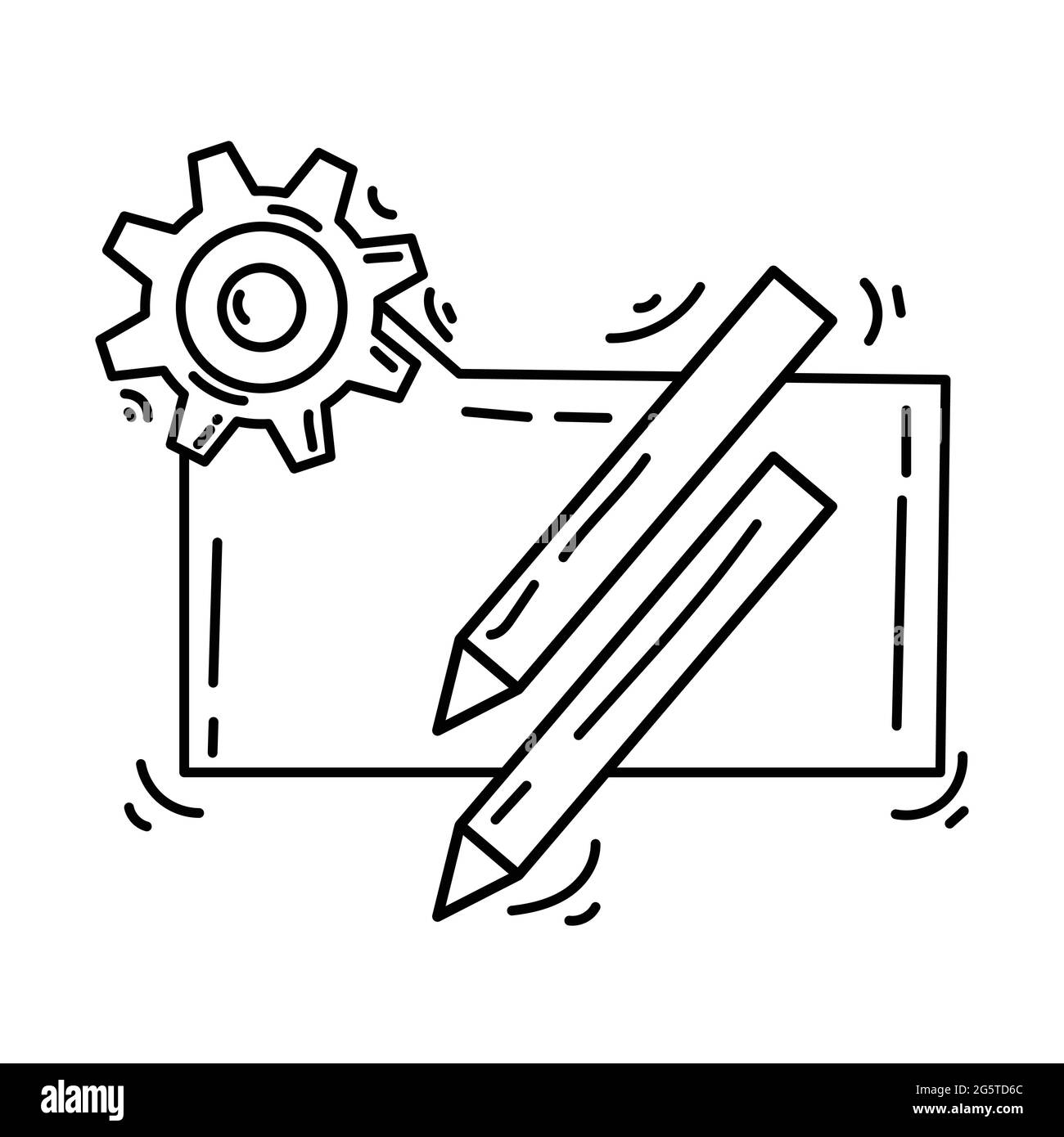 Icona del progetto eCommerce. Set di icone disegnate a mano, nero contorno, icona doodle, disegno di icone vettoriali. Illustrazione Vettoriale