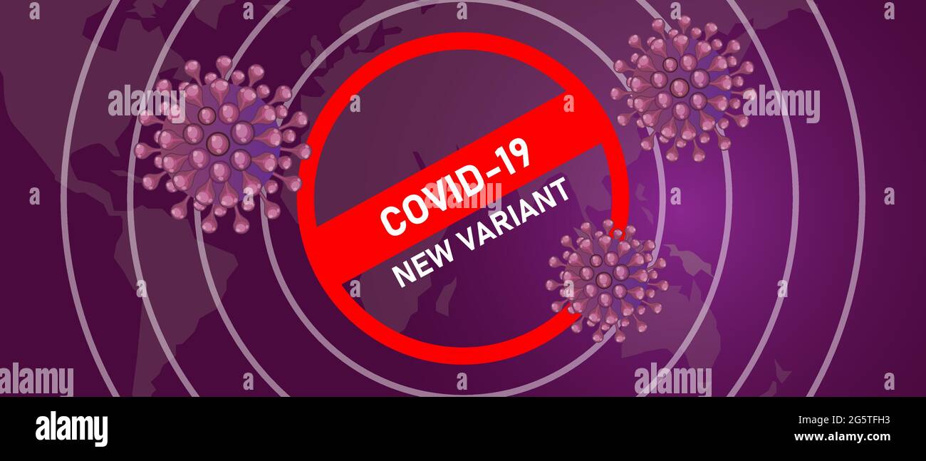 covid-19 nuova mutazione del ceppo variante del virus corona diffusa in tutto il mondo Illustrazione Vettoriale