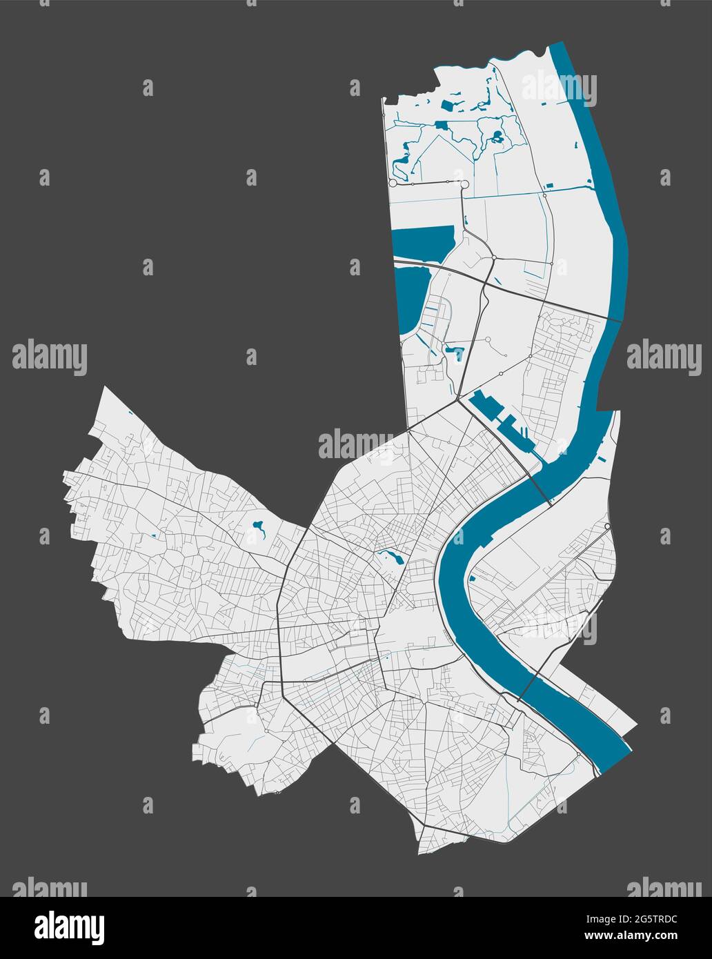 Mappa di Bordeaux. Mappa dettagliata dell'area amministrativa della città di Bordeaux. Panorama cittadino. Illustrazione vettoriale priva di royalty. Mappa con autostrade, stre Illustrazione Vettoriale