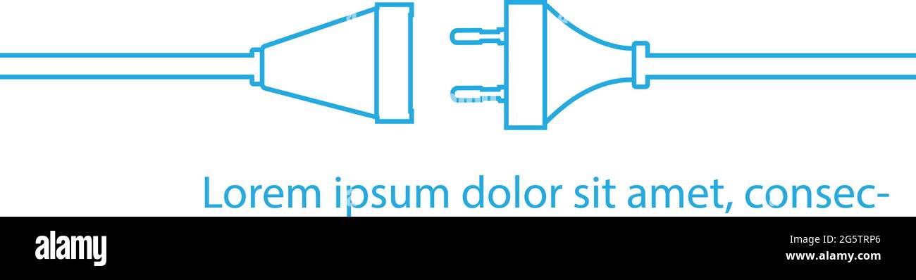 Vector Electric Plug and Socket Unplugged - errore design minimalistico linea piatta 404 su sfondo bianco. Concetto di banner web tema elettrico, discoteca Illustrazione Vettoriale