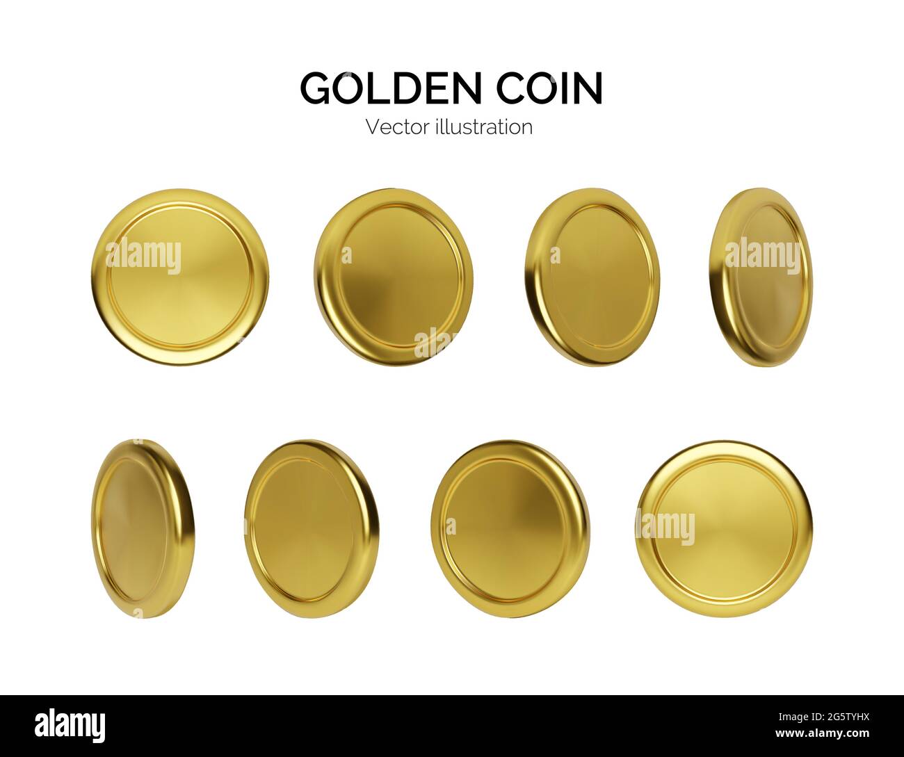 Rotazione della moneta d'oro. Finanza e denaro. Rendete realistico il denaro d'oro. Moneta metallica lucida. Illustrazione vettoriale Illustrazione Vettoriale