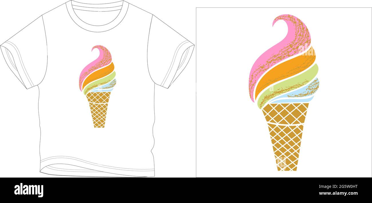 Disegno grafico vettoriale del gelato a cono colorato Illustrazione Vettoriale