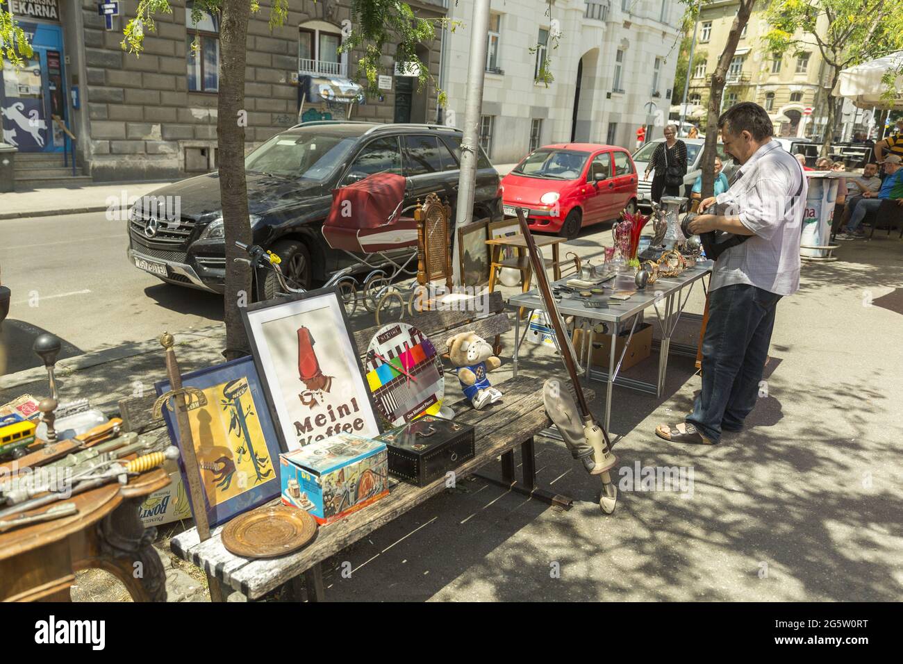 Mercato delle pulci a Zagabria, Croazia Foto Stock