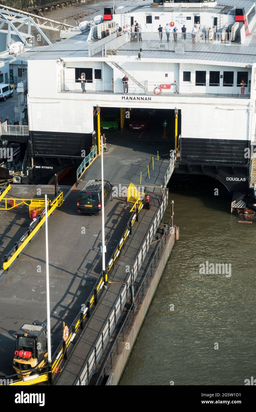 roll on roll off rampe per il terminal dei traghetti. Lungomare Liverpool. Merseyside Inghilterra Regno Unito Foto Stock