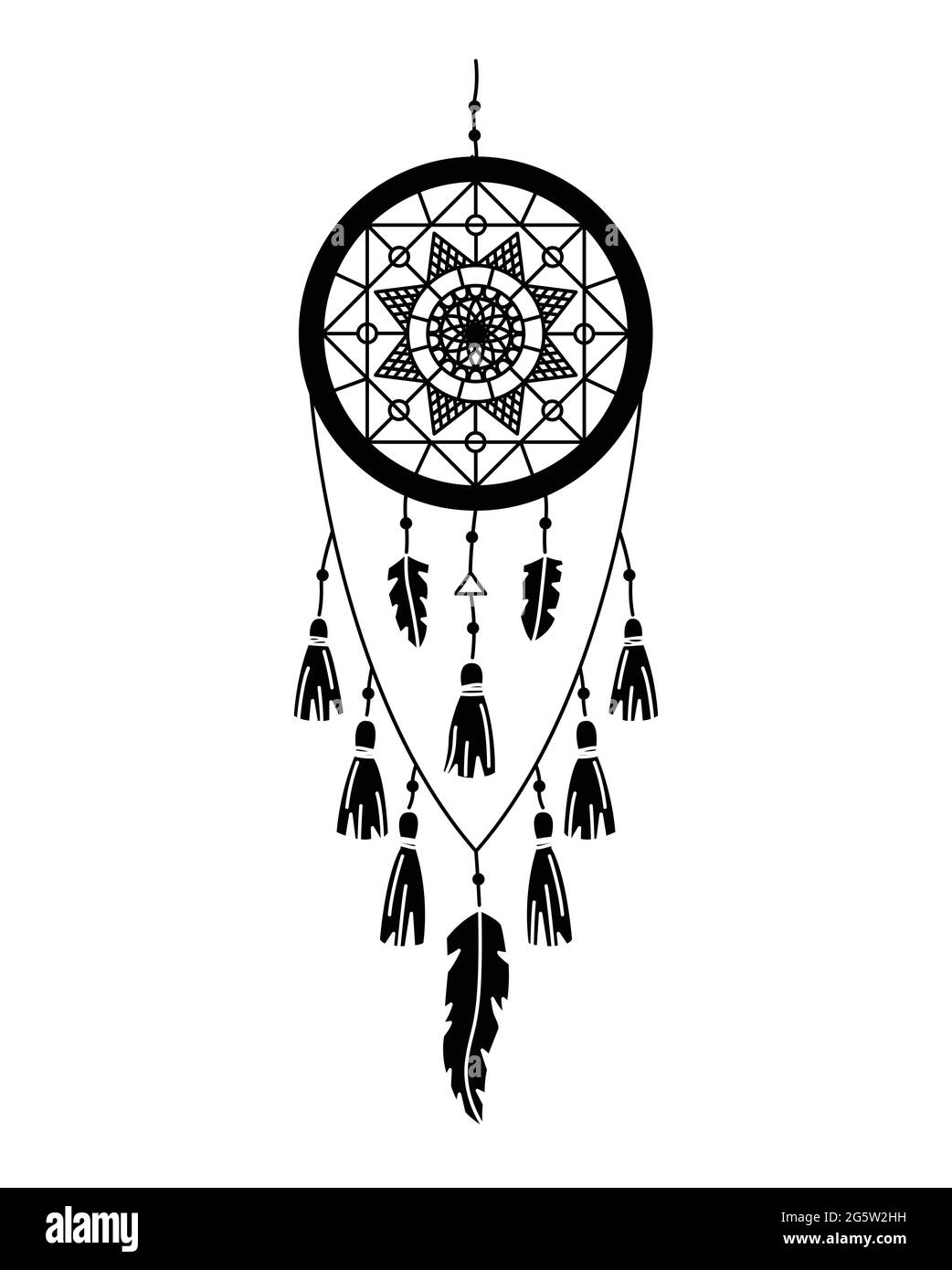 Illustrazione vettoriale di dreamcatcher in stile boho. Mistero interiore. Stile semplice Illustrazione Vettoriale