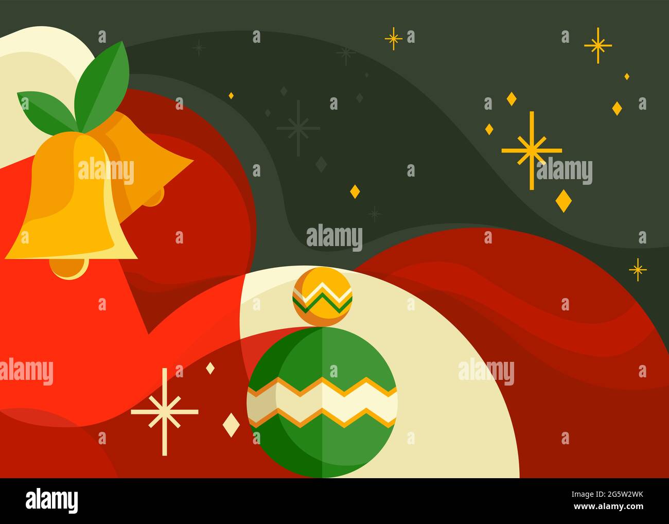 Banner con campane di natale. Disegno di cartolina in stile astratto. Illustrazione Vettoriale