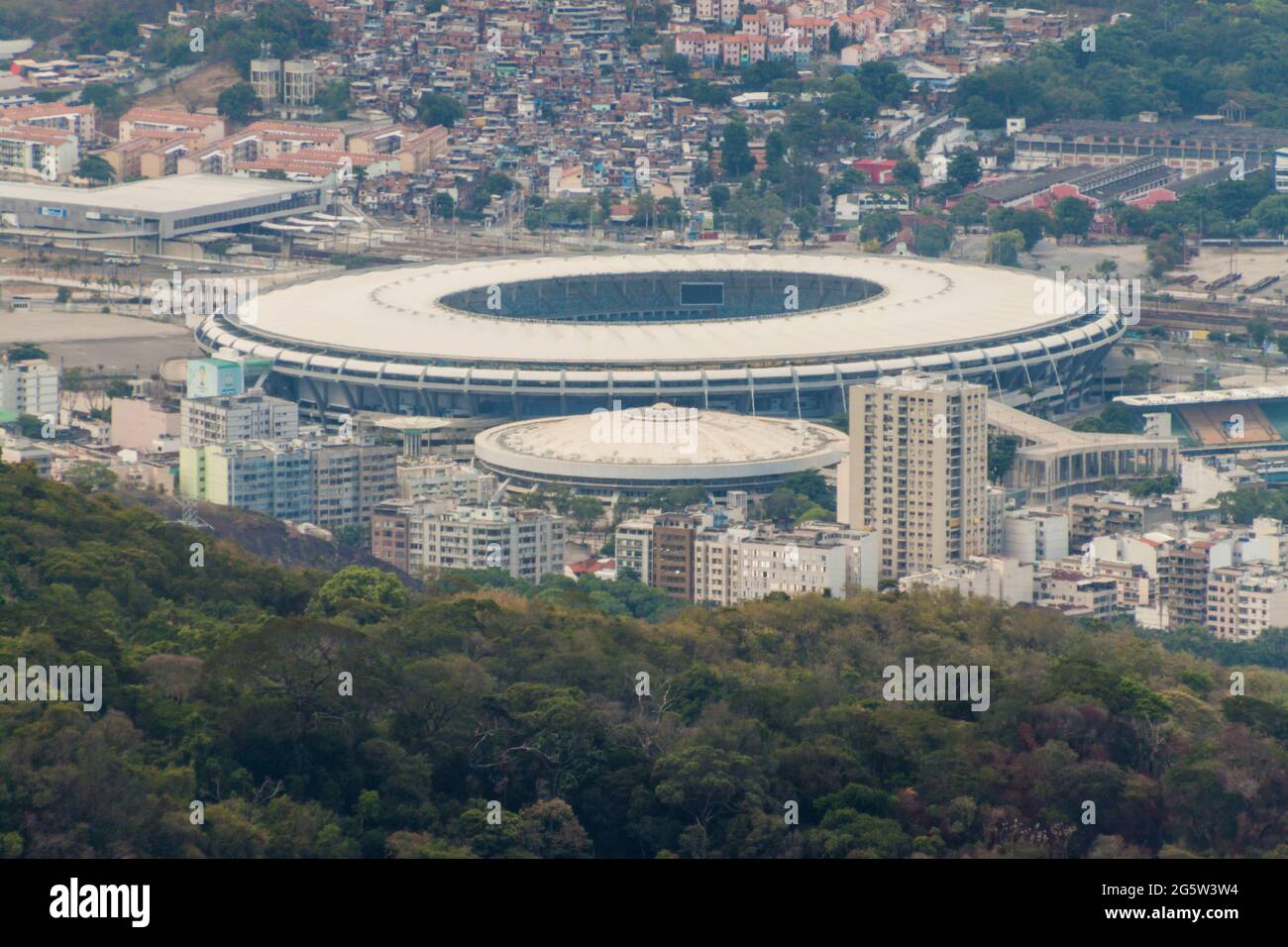 Vista aerea del famoso stadio Maracana a Rio de Janeiro, Brasile Foto Stock