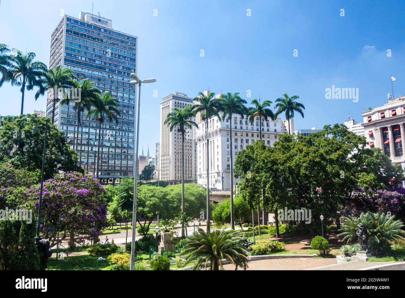 Vista di piazza Ramos de Azevedo a San Paolo, Brasile Foto Stock