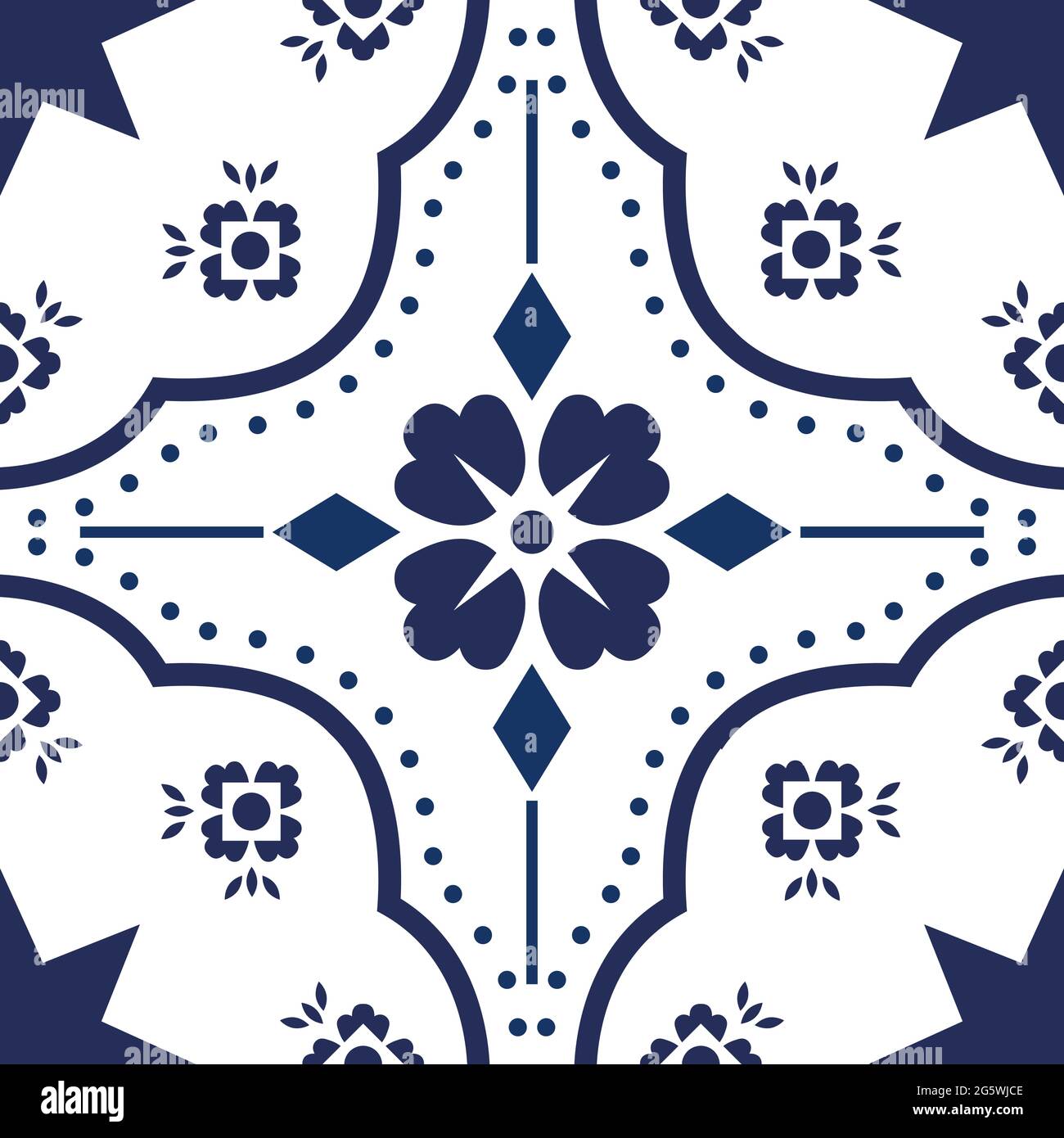 Modello Talavera. Azulejos portogallo. Ornamento turco. Mosaico di piastrelle marocchine. Porcellana spagnola. Stoviglie in ceramica, stampa folk. Ceramica spagnola. Background etnico. Carta da parati mediterranea senza cuciture. Illustrazione Vettoriale