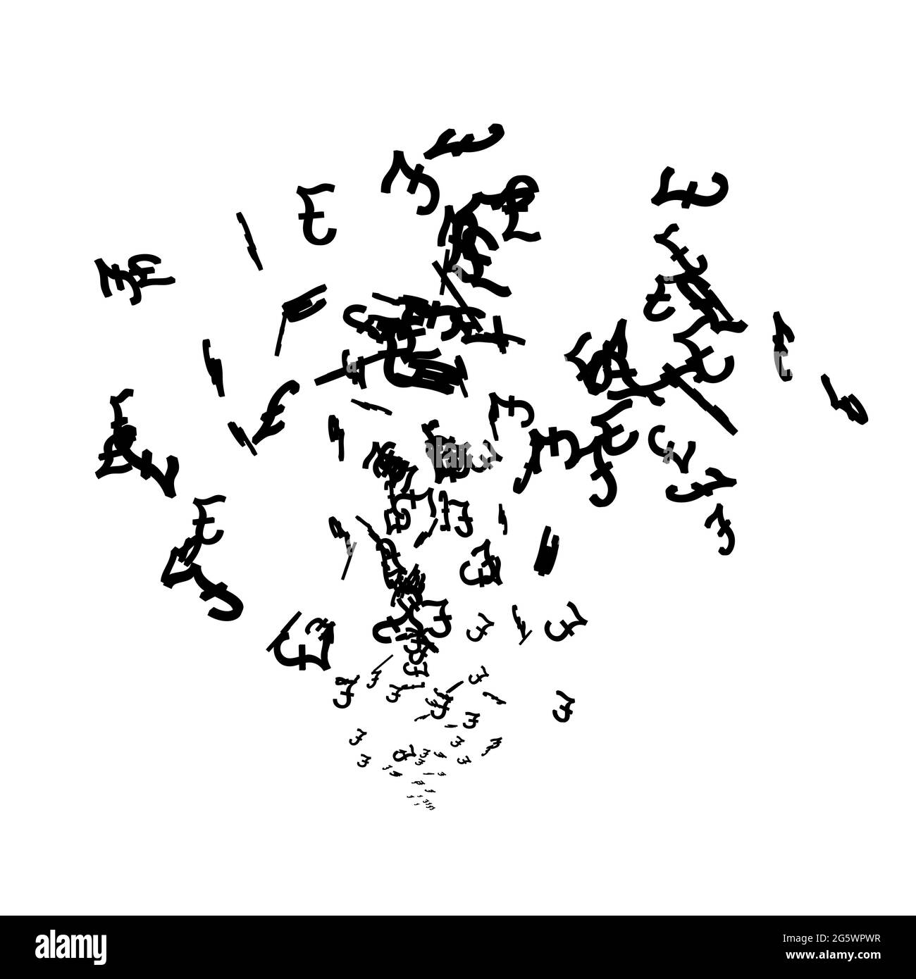 Silhouette di flusso di sterline inglesi segni isolati su sfondo bianco. Illustrazione vettoriale. Illustrazione Vettoriale