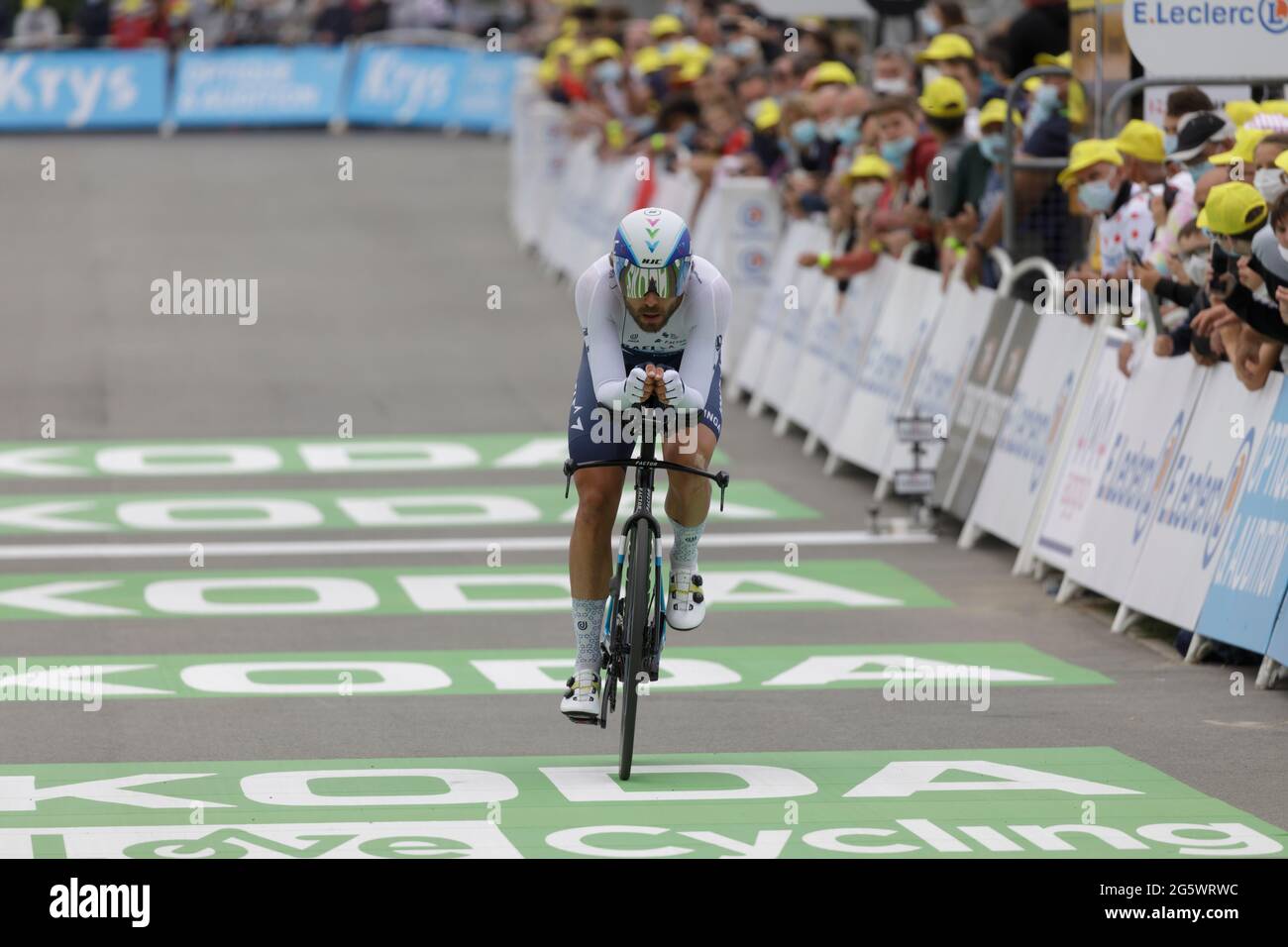 Laval, Francia. 30 giugno 2021. Rick Zabel all'arrivo della fase 5 di prova del Tour de France 2021, gara ciclistica a Laval, Francia. Julian Elliott News Fotografia Foto Stock