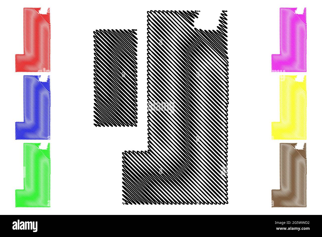Albany e Campbell County, Stato del Wyoming (contea degli Stati Uniti, Stati Uniti d'America, Stati Uniti) mappa vettoriale, mappa di schizzo scrimble Illustrazione Vettoriale