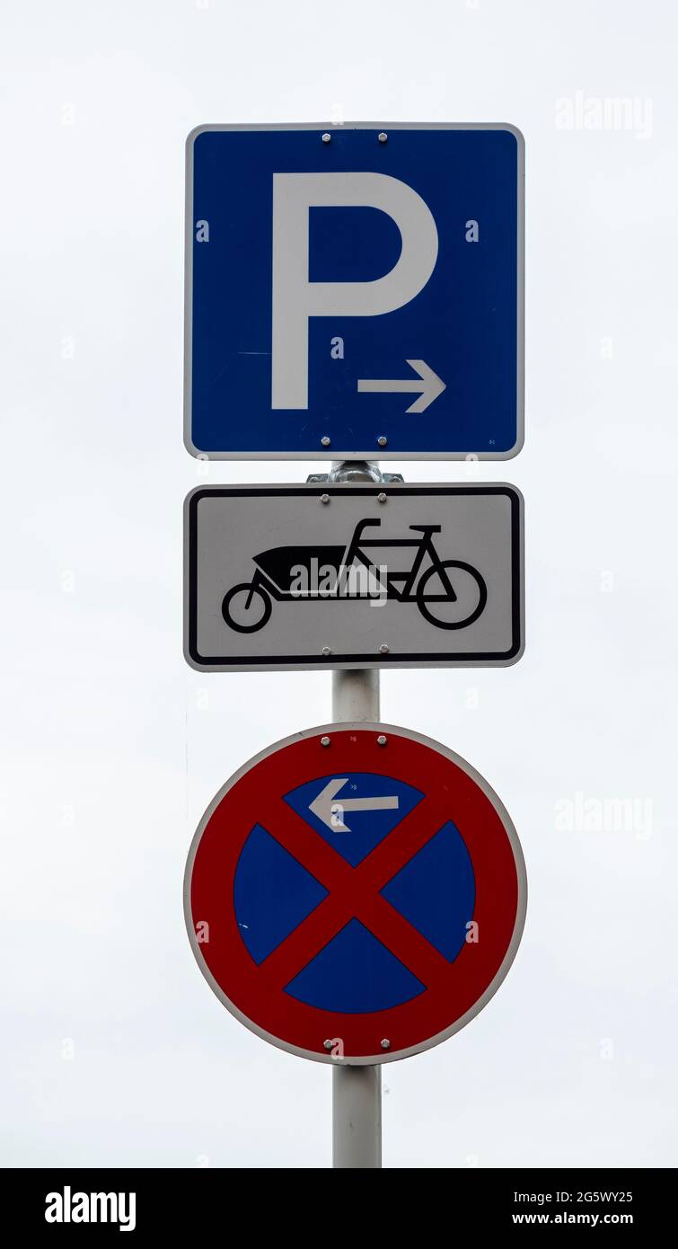 Parcheggio dedicato per biciclette cargo, Bamberga, Germania Foto Stock