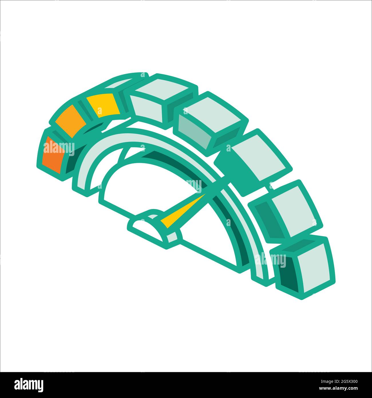 Icona del punteggio di credito isometrico. Simbolo di contorno isolato su sfondo bianco. Illustrazione vettoriale. Illustrazione Vettoriale