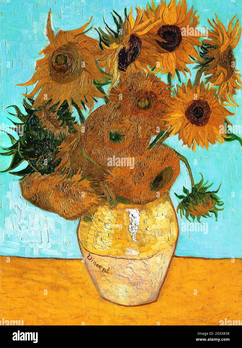 Vase with Twelve Girasoli di Vincent Van Gogh 1889. Le collezioni di pittura di Stato bavarese a Monaco, Germania Foto Stock