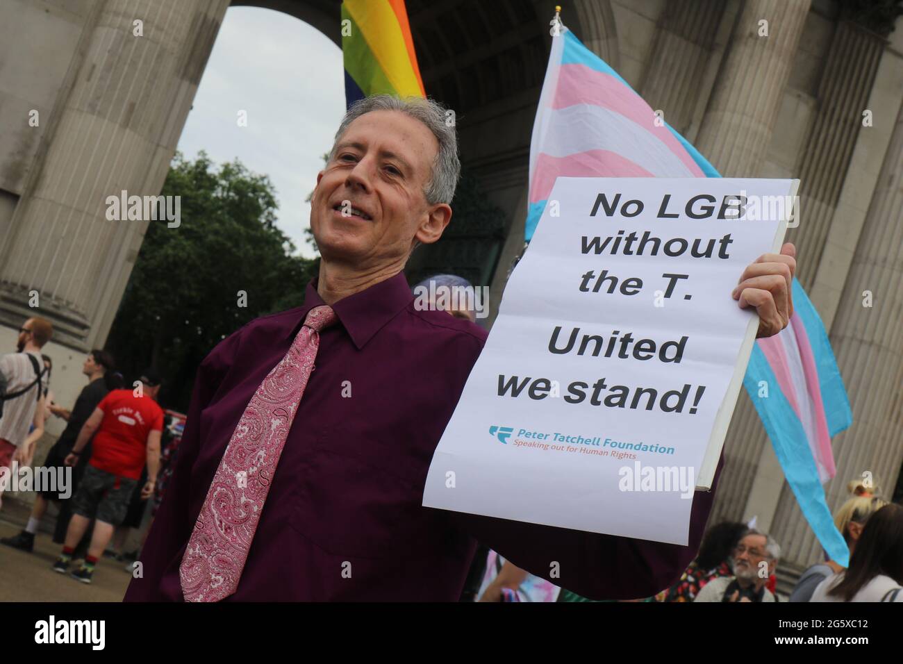 Peter Tatchell a Trans Pride 2021, Londra Foto Stock