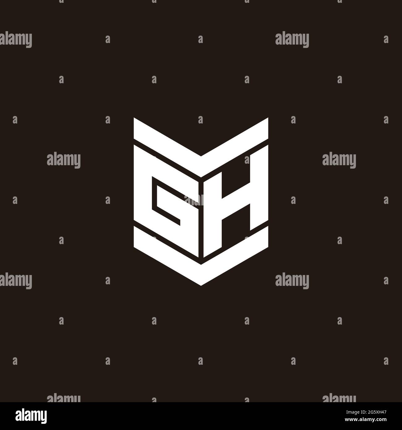 Monogramma alfabeto logo con emblema isolato su sfondo nero Illustrazione Vettoriale