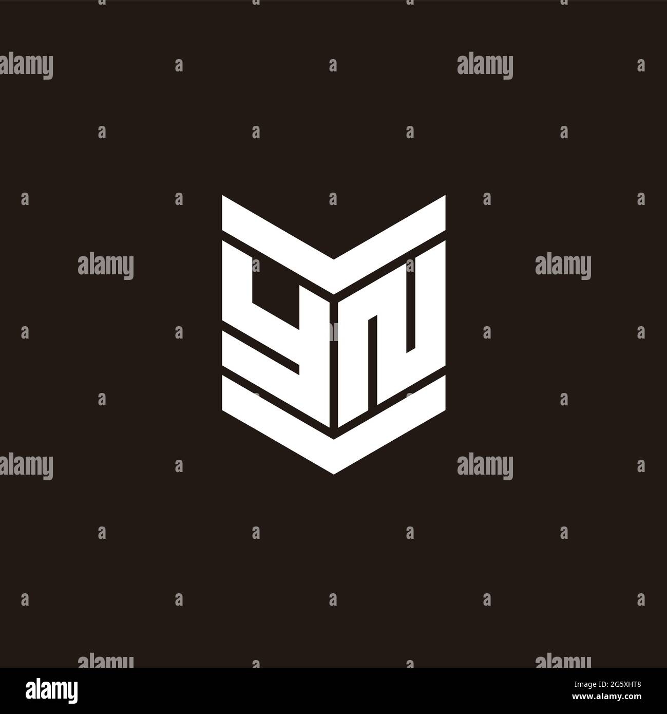 Monogramma alfabeto logo con emblema isolato su sfondo nero Illustrazione Vettoriale