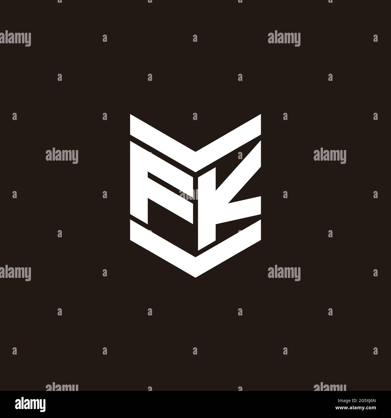 Monogramma alfabeto logo con emblema isolato su sfondo nero Illustrazione Vettoriale