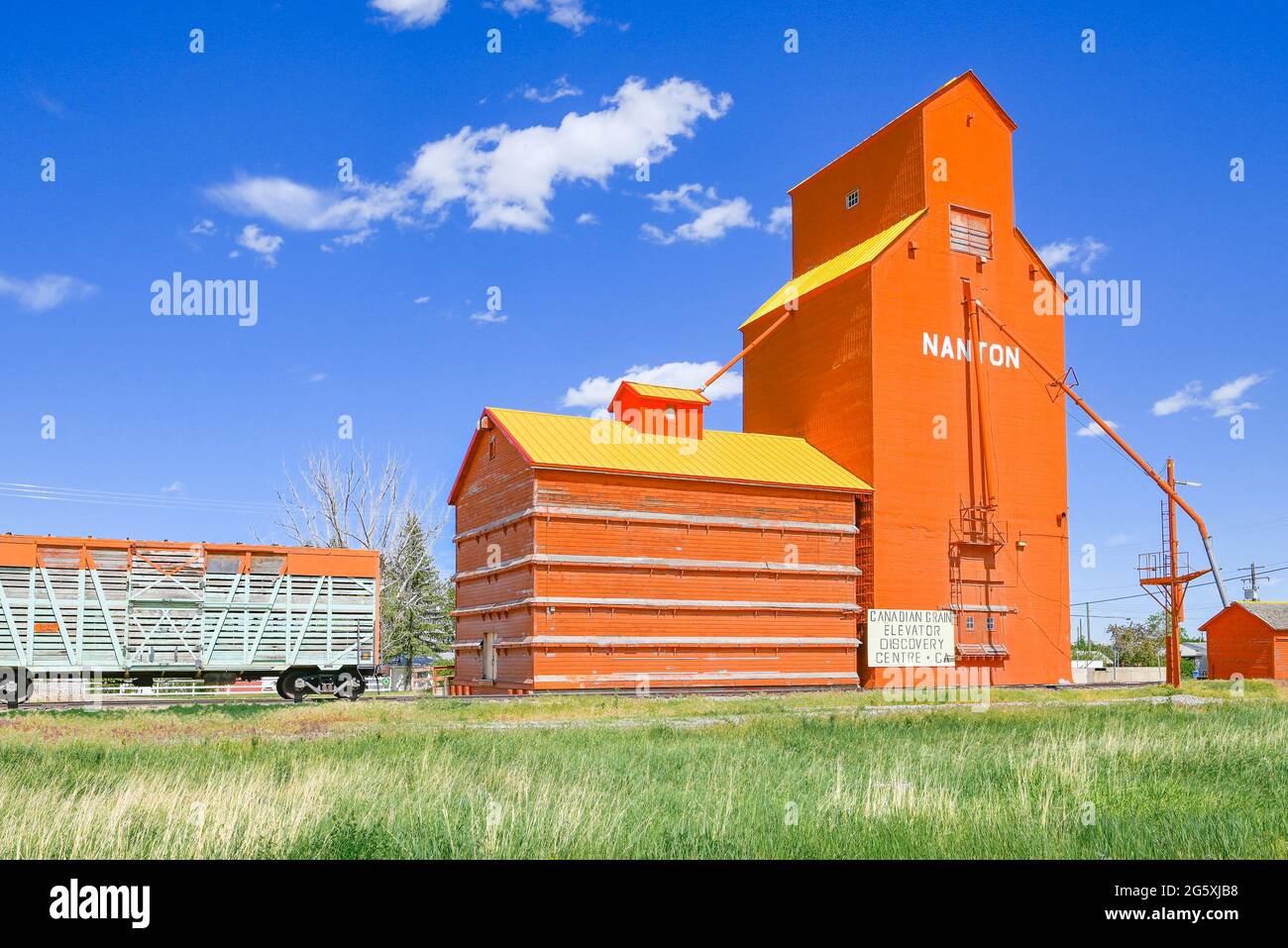 Patrimonio elevatore granella, Nanton, Alberta, Canada Foto Stock