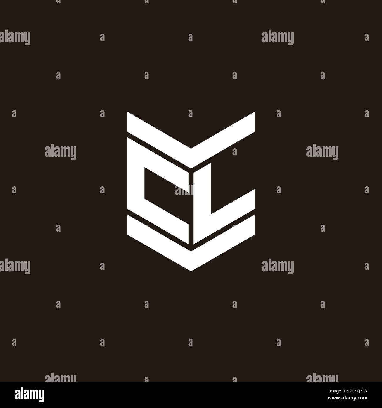 Monogramma alfabeto logo con emblema isolato su sfondo nero Illustrazione Vettoriale