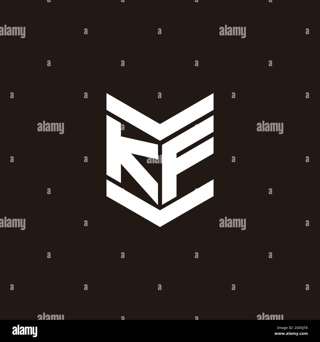 Monogramma alfabeto logo con emblema isolato su sfondo nero Illustrazione Vettoriale