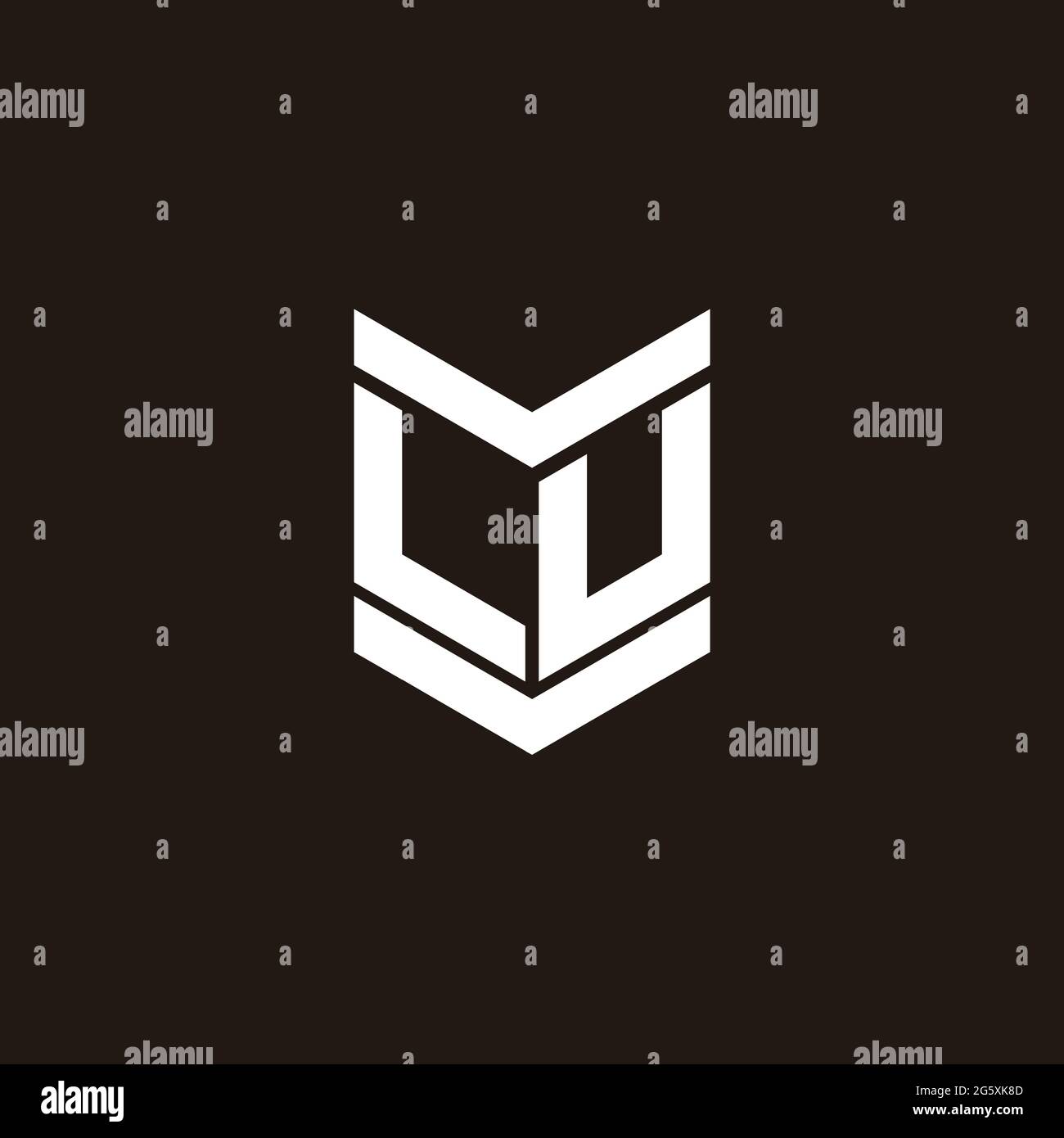 Monogramma alfabeto logo con emblema isolato su sfondo nero Illustrazione Vettoriale