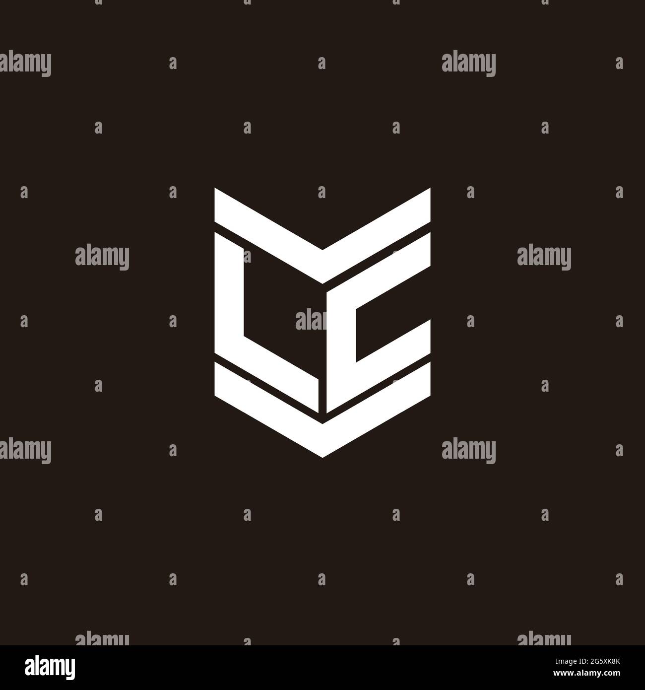 Monogramma alfabeto logo con emblema isolato su sfondo nero Illustrazione Vettoriale