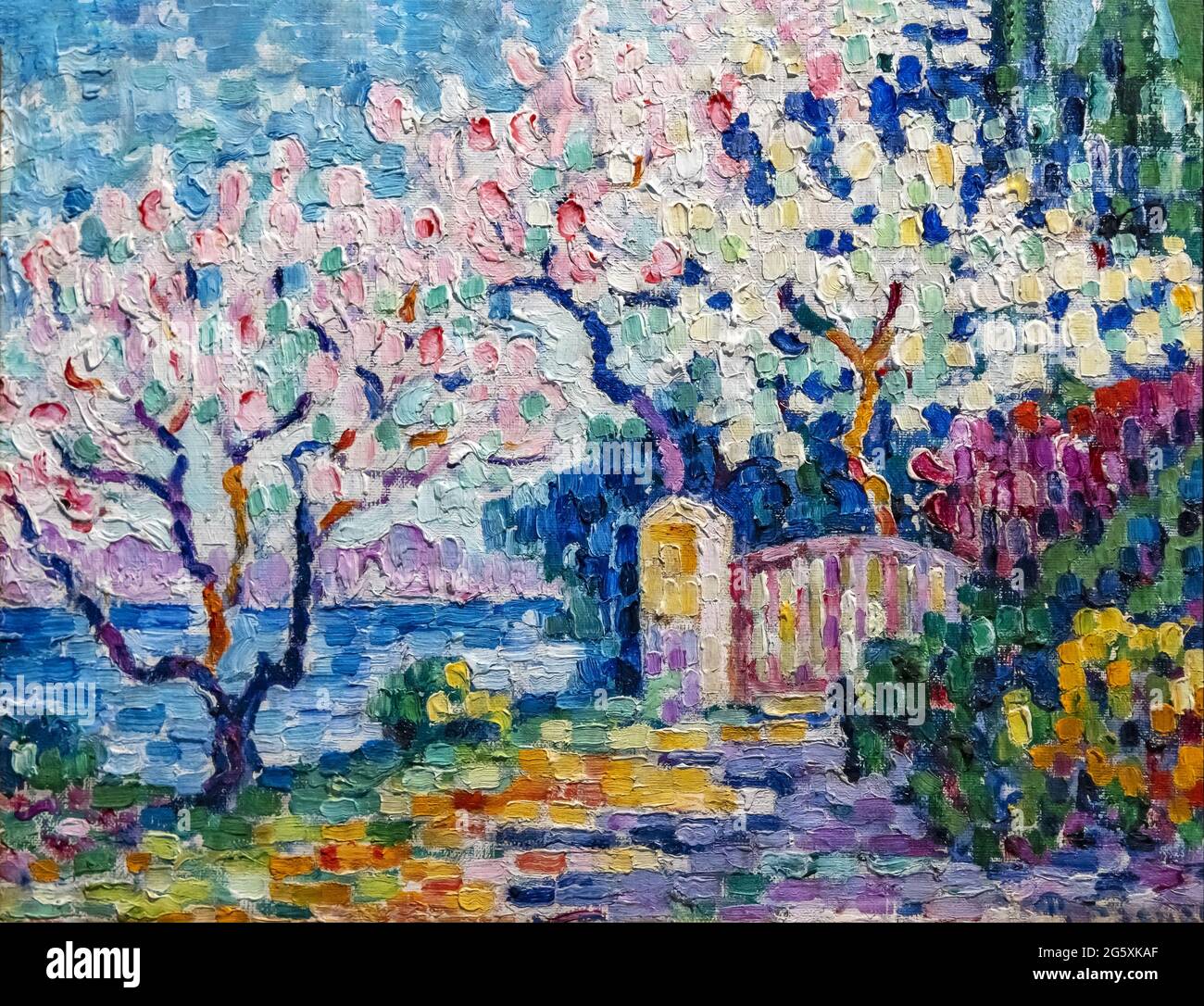 Paul Signac opera intitolata Flowering Almond Trees - Arbres (amandiers) en fleurs - Almond Trees in flower - 1896 Foto Stock