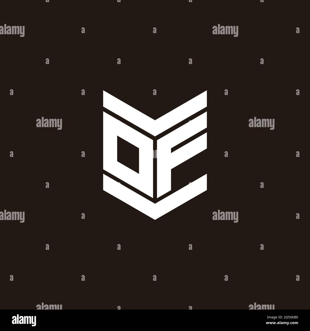 Monogramma alfabeto logo con emblema isolato su sfondo nero Illustrazione Vettoriale
