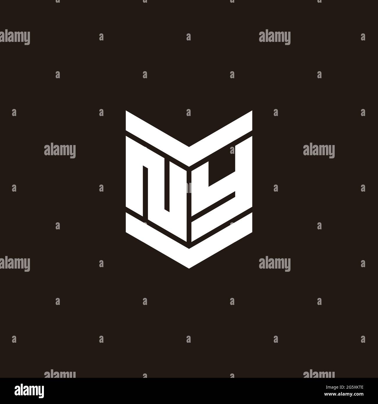 Monogramma alfabeto logo con emblema isolato su sfondo nero Illustrazione Vettoriale