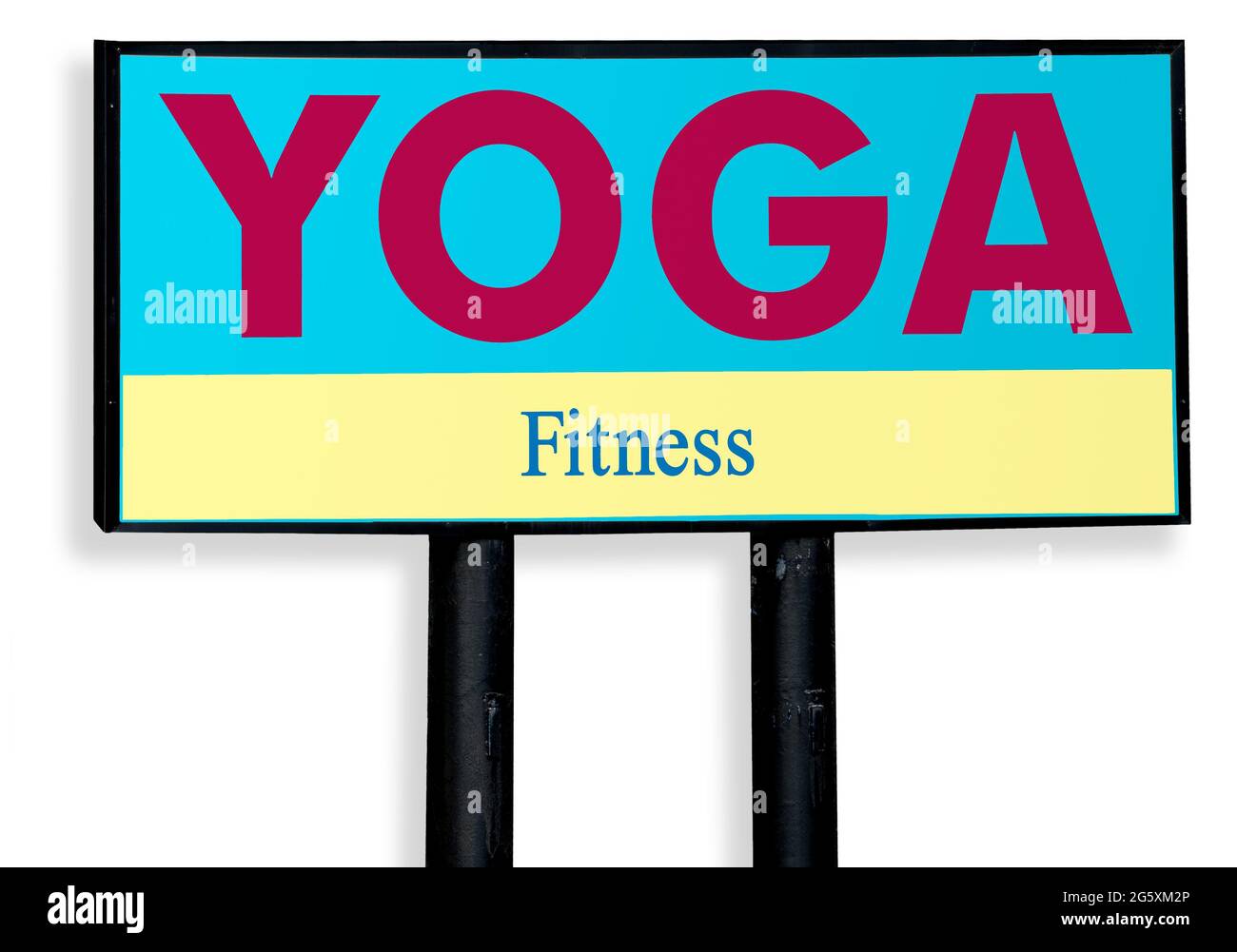 Yoga studio segno fitness, isolato su sfondo bianco. Foto Stock