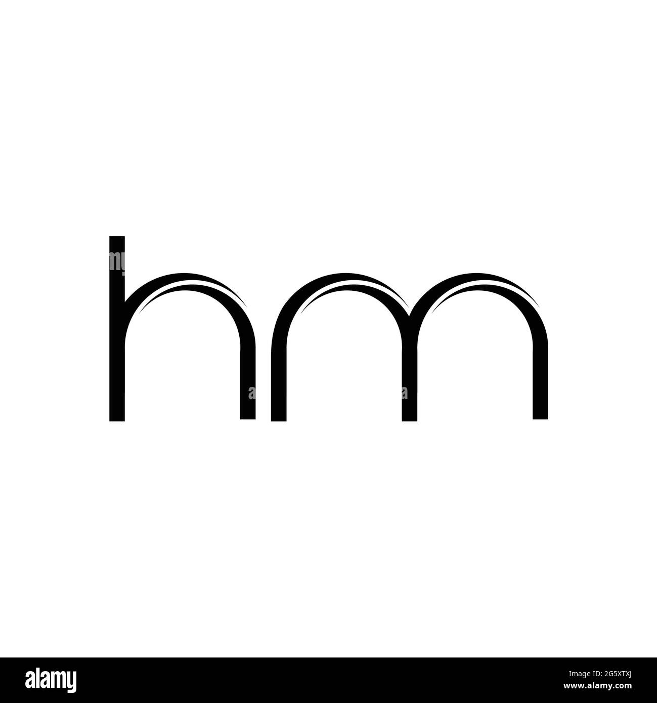 Monogramma HM Logo con slice arrotondato modello di design moderno isolato su sfondo bianco Illustrazione Vettoriale