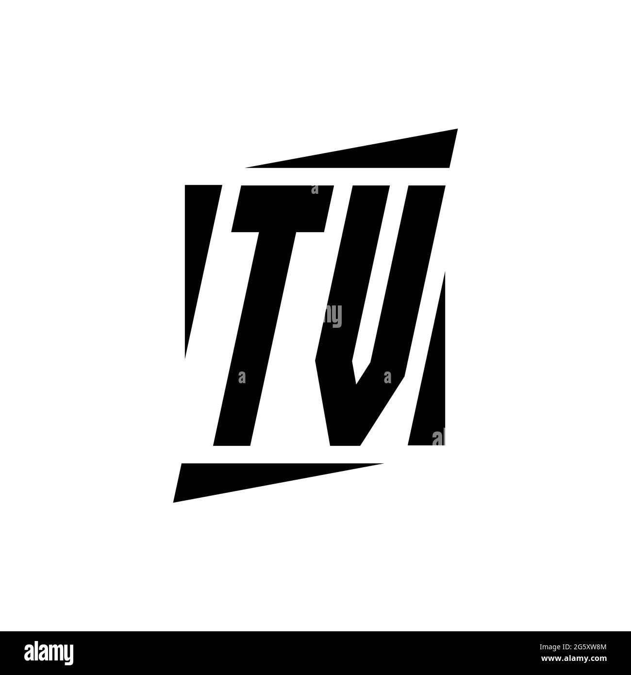 Monogramma con logo TV con modello di design moderno isolato su sfondo bianco Illustrazione Vettoriale