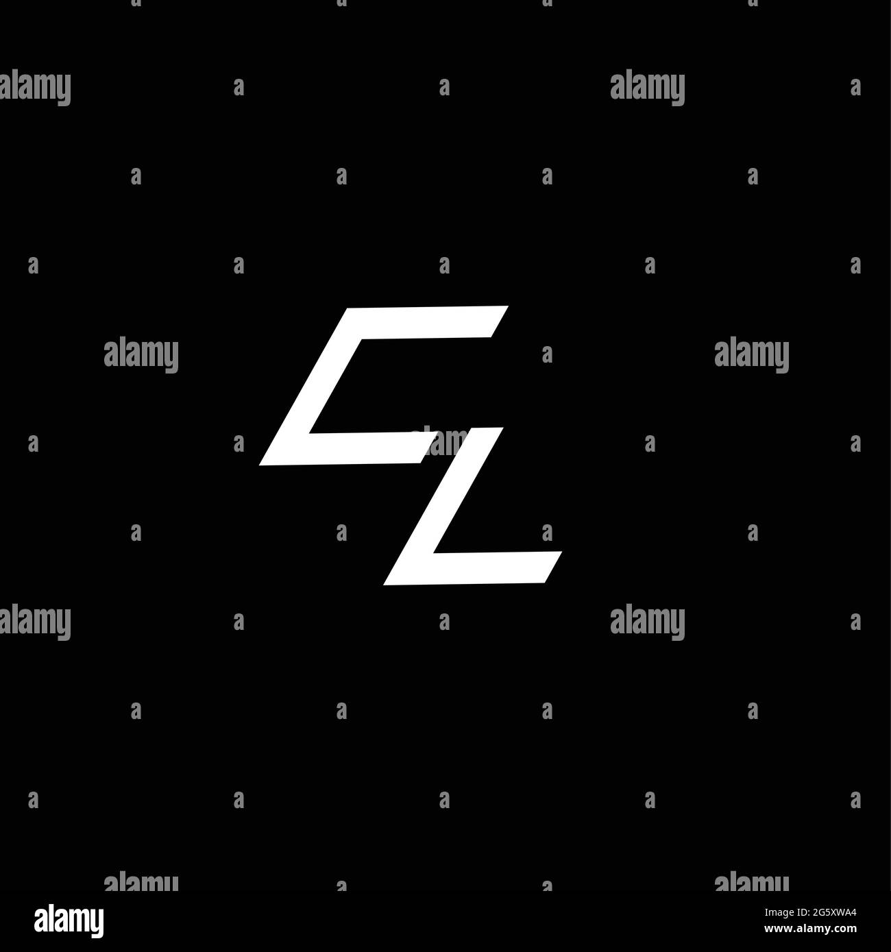 MONOGRAMMA CON logo CL con stile fino a giù modello di design moderno isolato su sfondo nero Illustrazione Vettoriale