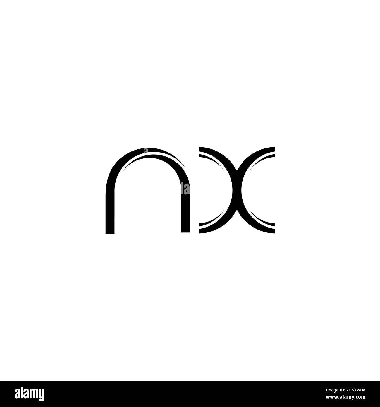 Monogramma NX Logo con slice arrotondato modello di design moderno isolato su sfondo bianco Illustrazione Vettoriale