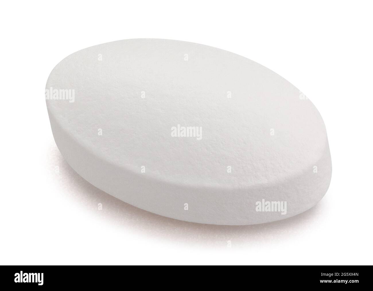 pillole di vitamina percorso isolato su bianco Foto Stock