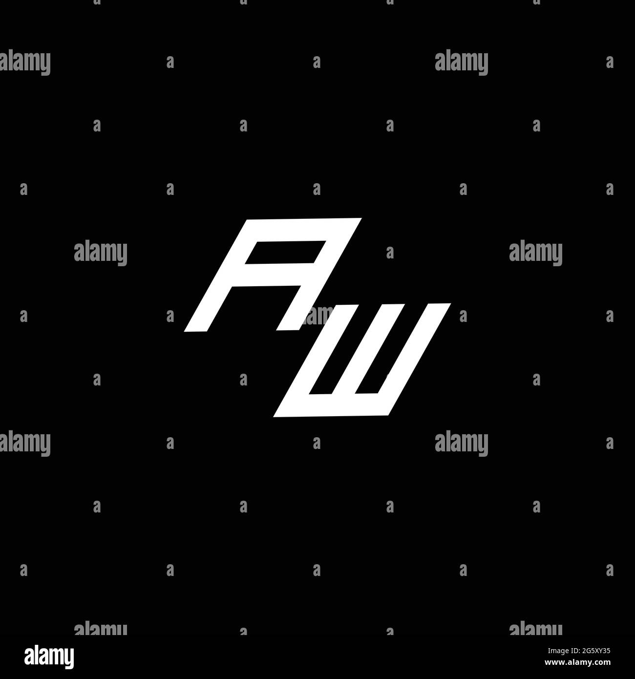 Monogramma con logo AW con modello di design moderno e fino al basso isolato su sfondo nero Illustrazione Vettoriale