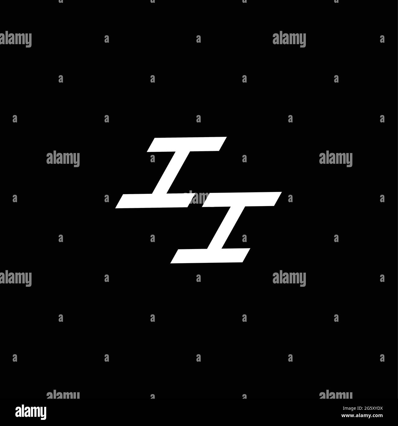 Monogramma con logo II con stile fino al basso modello di design moderno isolato su sfondo nero Illustrazione Vettoriale