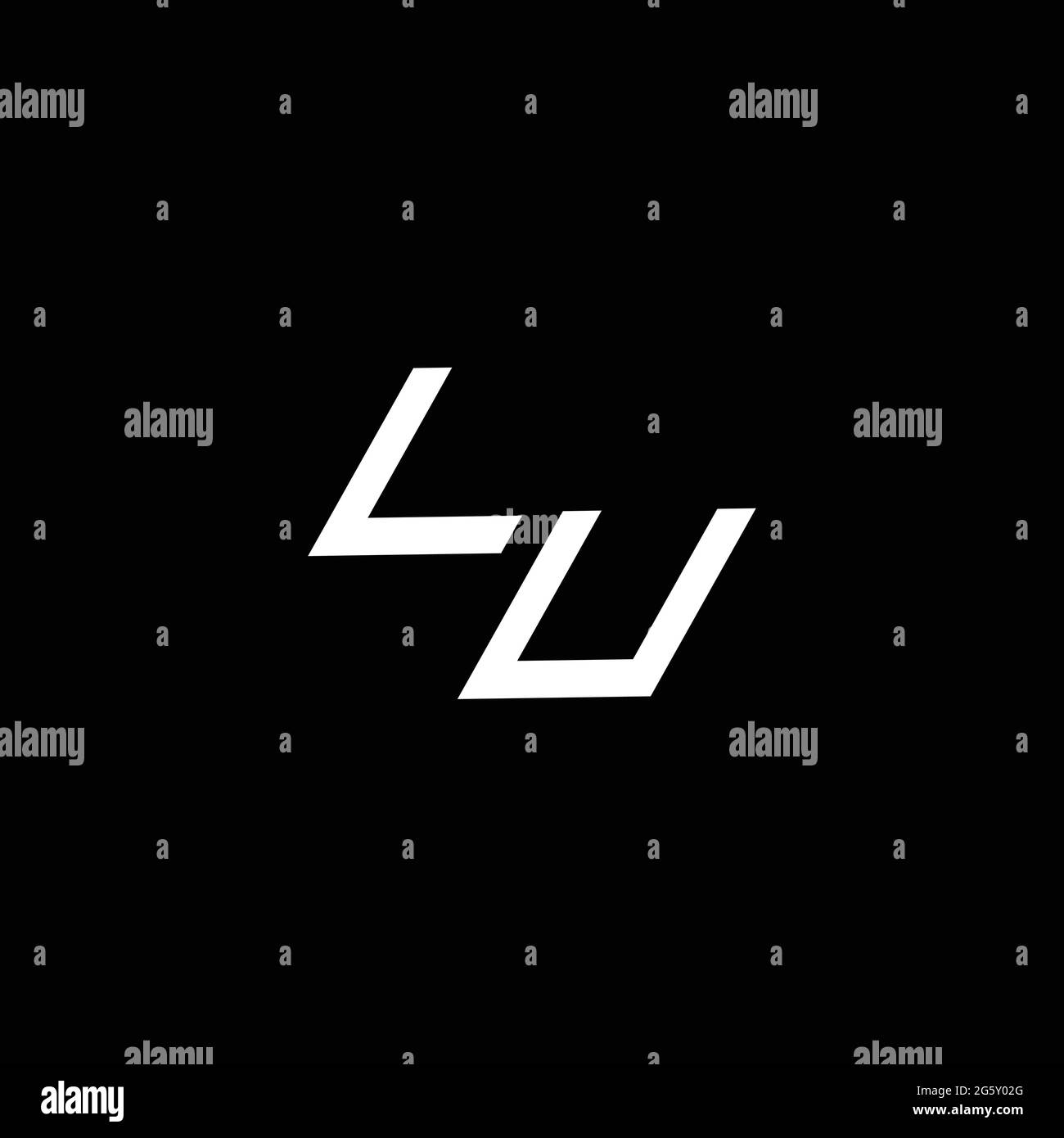 Monogramma con logo LU con stile fino a giù modello di design moderno isolato su sfondo nero Illustrazione Vettoriale
