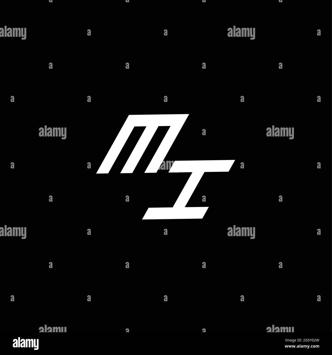 MONOGRAMMA CON logo MI con stile fino a giù modello di design moderno isolato su sfondo nero Illustrazione Vettoriale