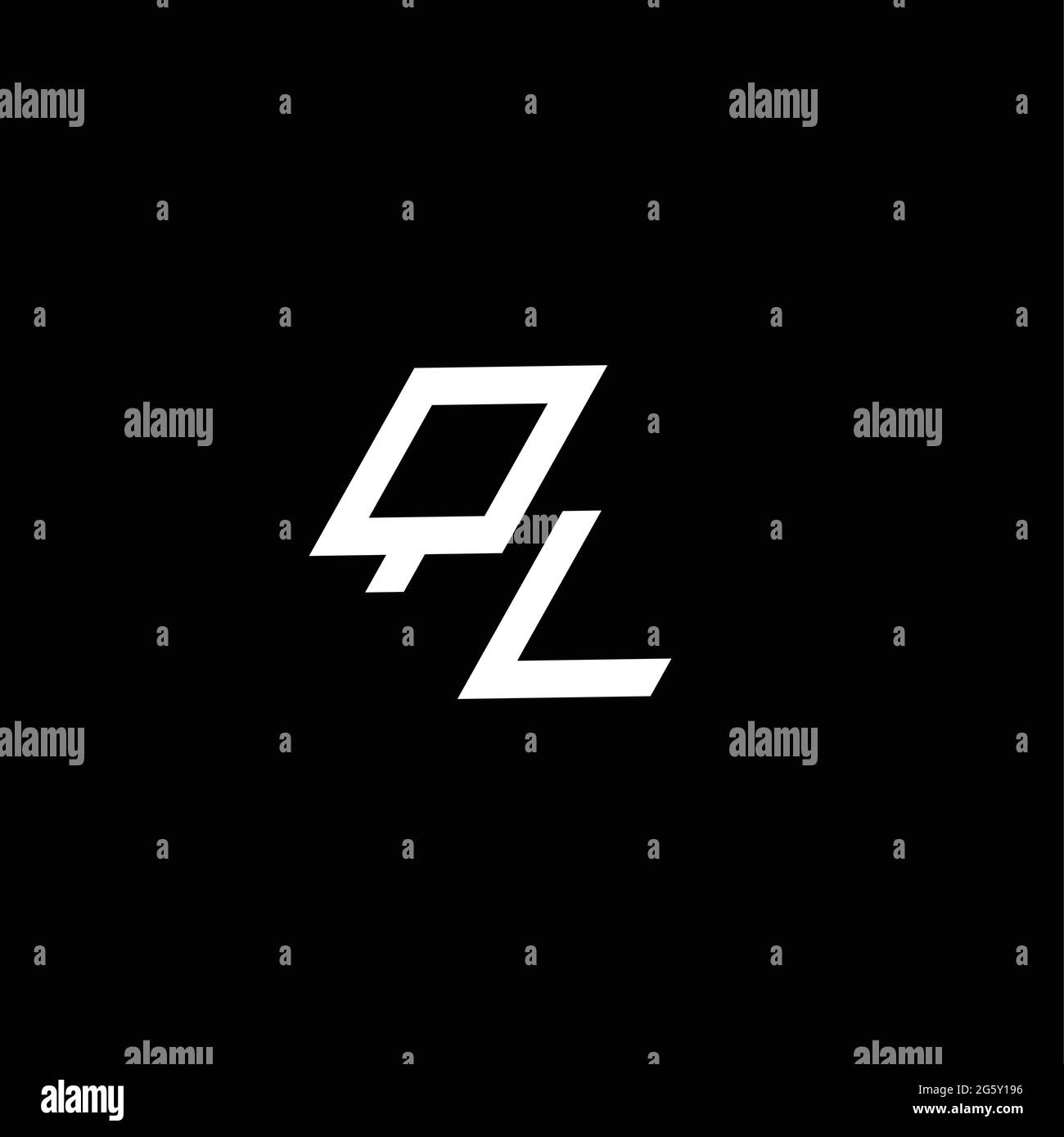 Monogramma CON logo QL con stile fino a giù modello di design moderno isolato su sfondo nero Illustrazione Vettoriale