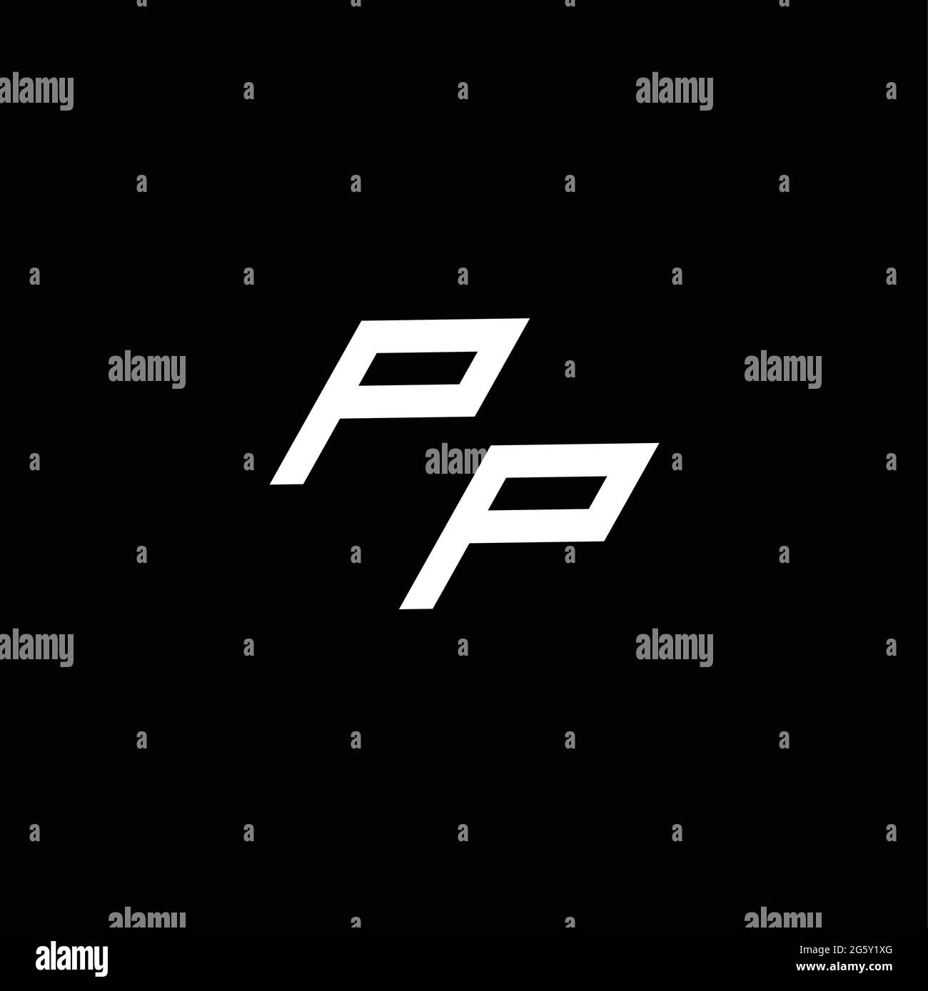 Monogramma con logo in PP con stile fino al basso modello di design moderno isolato su sfondo nero Illustrazione Vettoriale