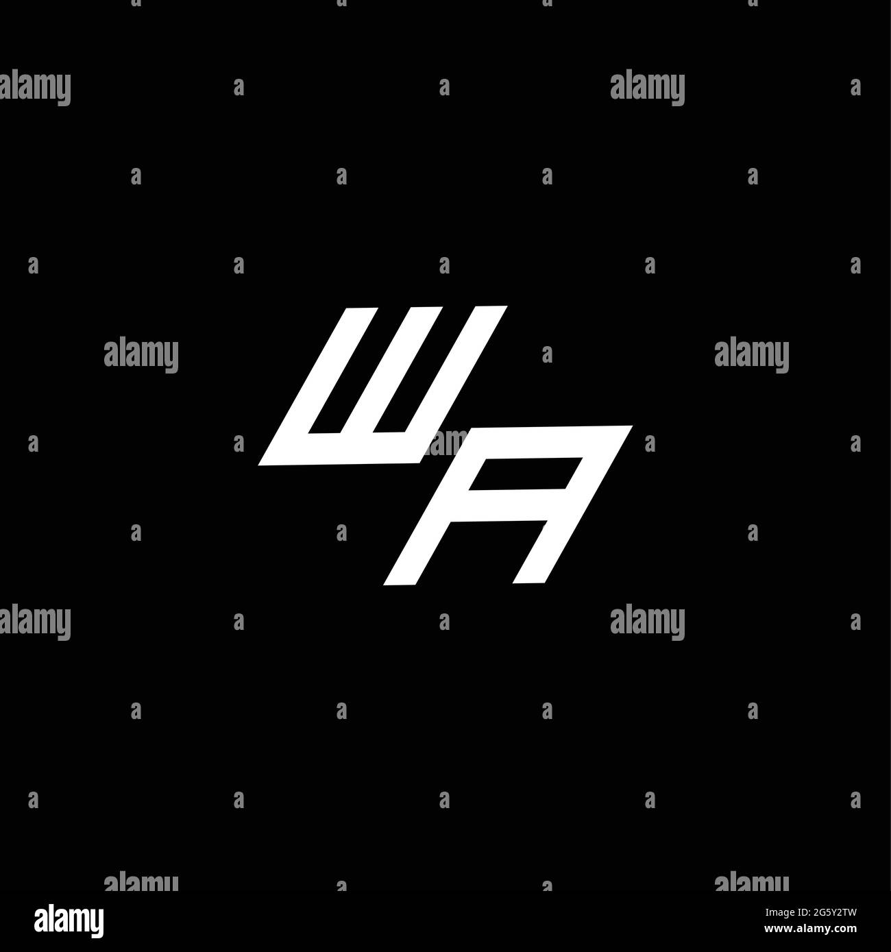 Monogramma con logo WA con un modello dal design moderno isolato su sfondo nero Illustrazione Vettoriale