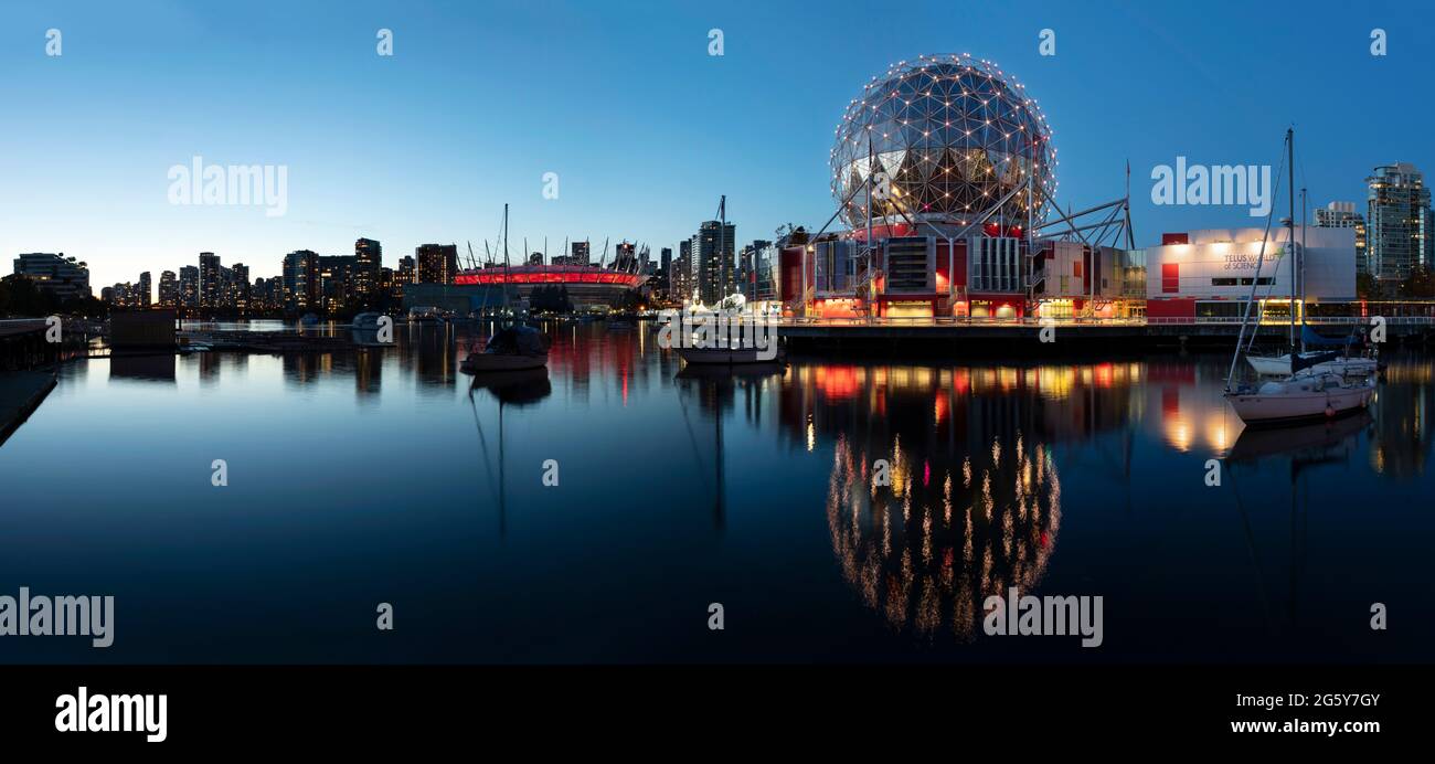 Vista notturna di Vancouver, Canada Foto Stock
