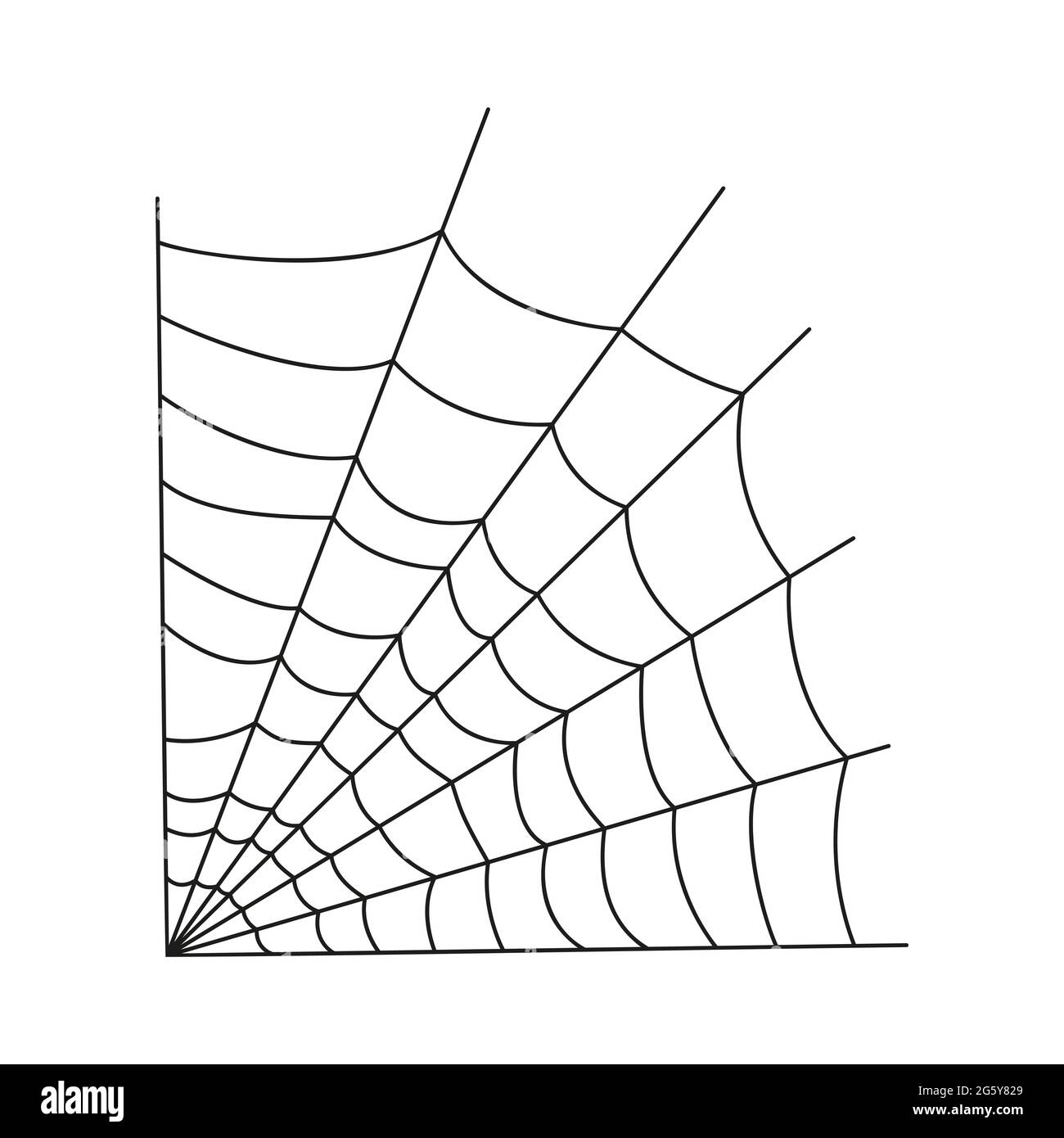 Angolo Cobweb isolato su sfondo bianco. Icona web Spider. Elemento di design per la decorazione della festa di Halloween. Illustrazione vettoriale. Illustrazione Vettoriale