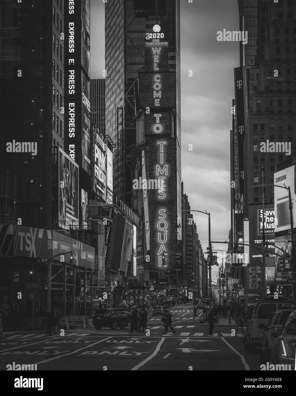 Benvenuti all'insegna di Times Square a Midtown Manhattan, New York City Foto Stock