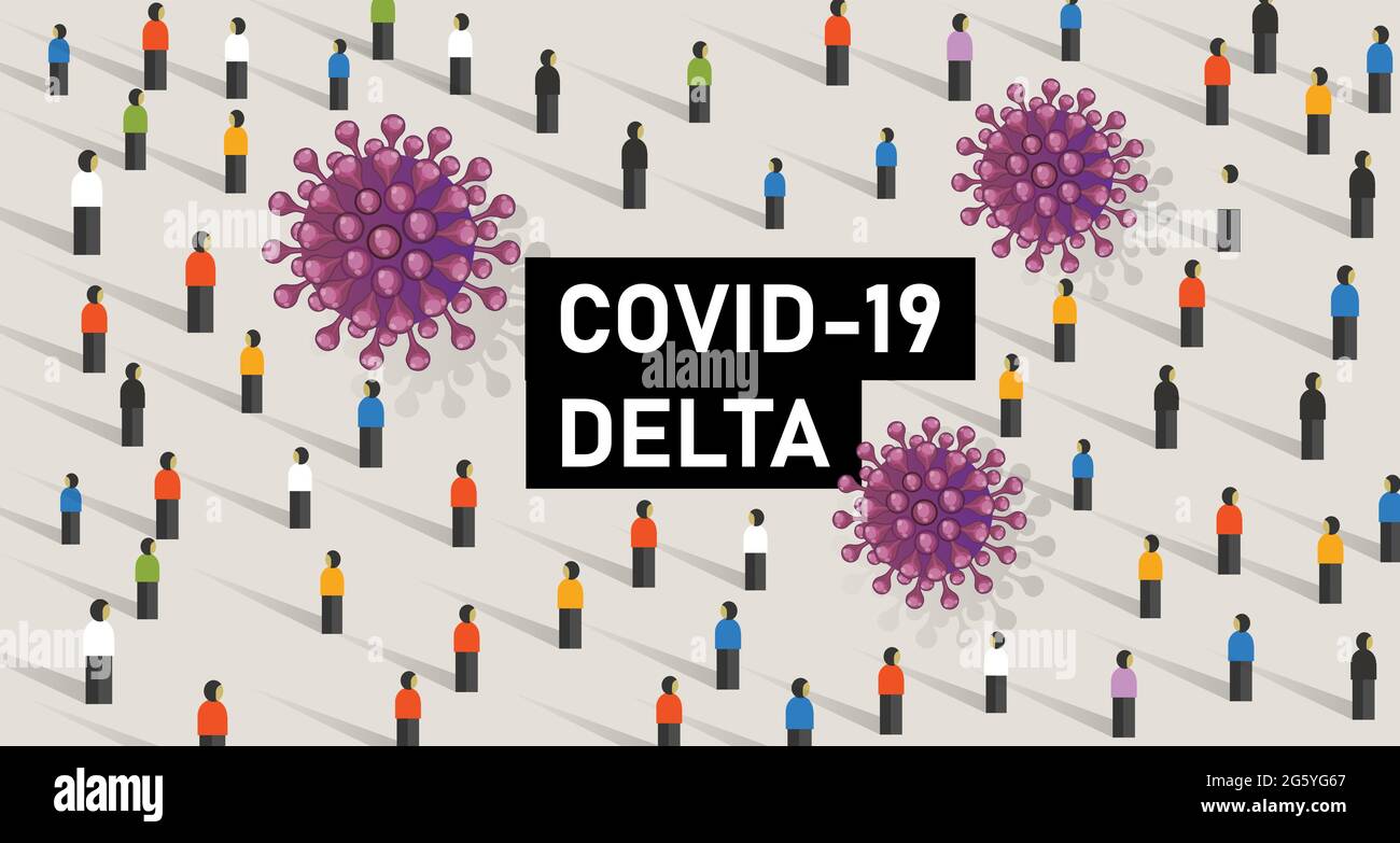 covid-19 nuova variante delta corona virus epidemia mutazione mappa mondiale Illustrazione Vettoriale