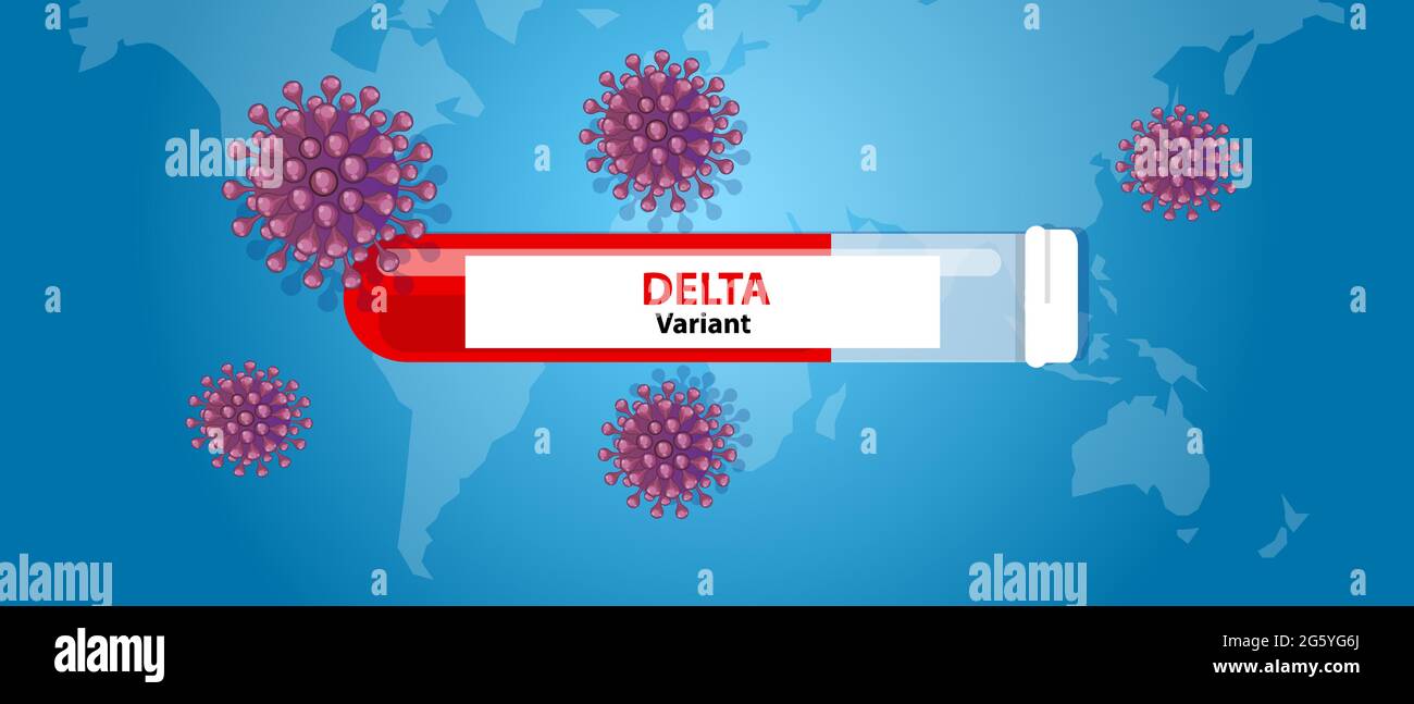 covid-19 nuova variante delta corona virus epidemia di mutazione folla Illustrazione Vettoriale